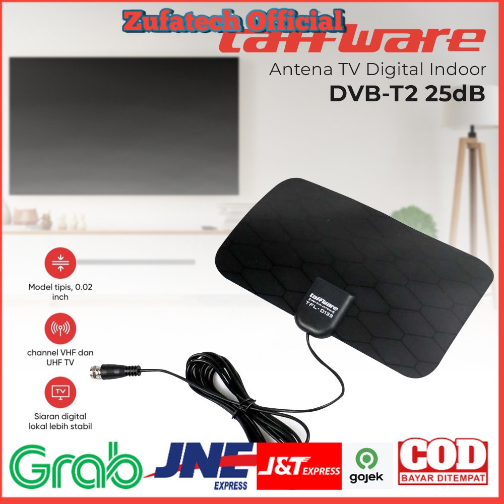 Taffware Antena TV Digital Indoor DVB-T2 25dB Grid Pattern - TFL-D139 - Black - U1NA01BK