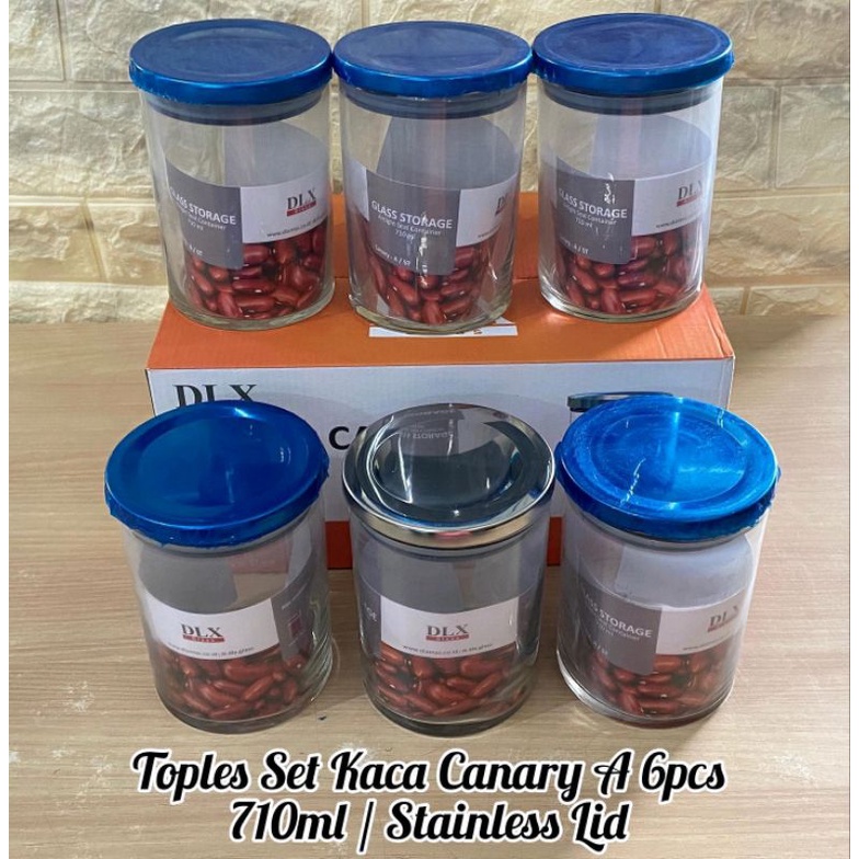 DLX - TOPLES SET KACA CANARY 6pcs TUTUP STAINLESS