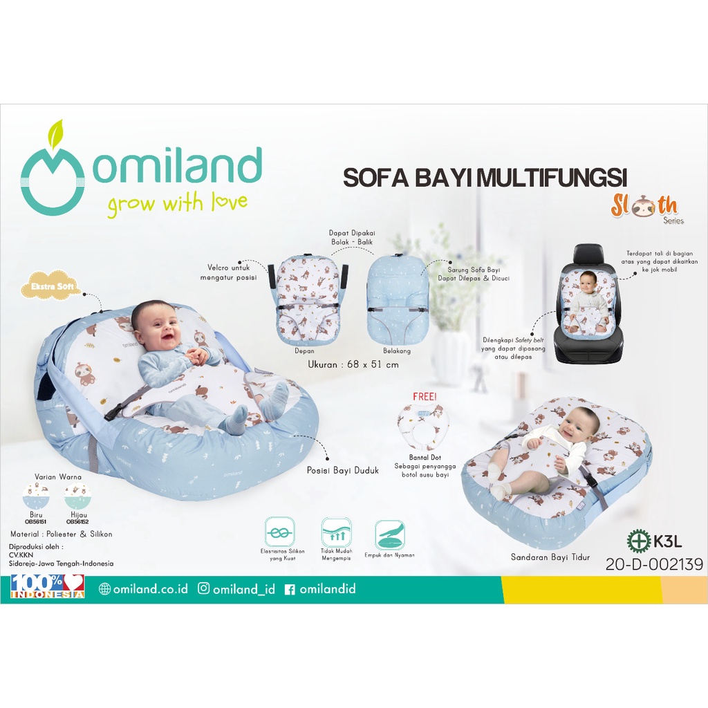 Omiland Sofa Bayi Multifungsi Duduk &amp; Tidur