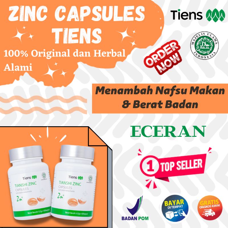 ( ECERAN ) ZINC CAPSULES SUPLEMEN PENGGEMUK BADAN  HERBAL ALAMI ORIGINAL TIENS