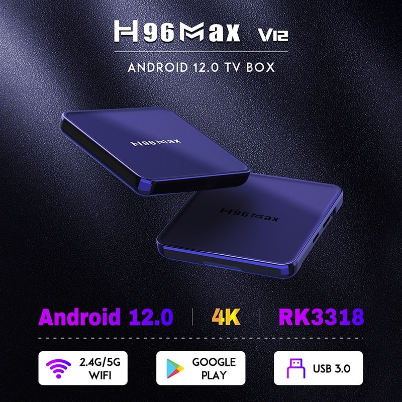 H96 MAX V12 - Android 12 Smart TV Box 4K UHD - Streaming Media Player Set Top Box dengan Koneksi Internet