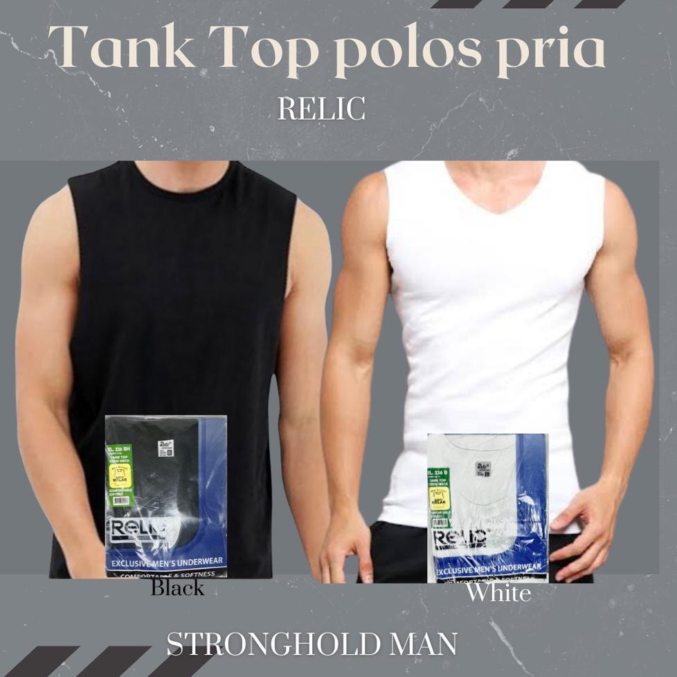 Tanktop Pria RLC Putih Hitam Abu Katun Rib ‣ TGO.21Ja23т