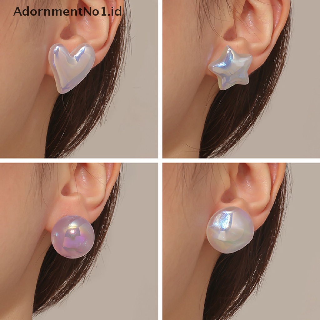 [AdornmentNo1] 1pasang Baru Lucu Studs Hoop Earrings Temperamen Cinta Hati Warna-Warni Anting Mutiara Halus Lembut Cinta Kecil Anting Pernikahan Fashion Perhiasan [ID]