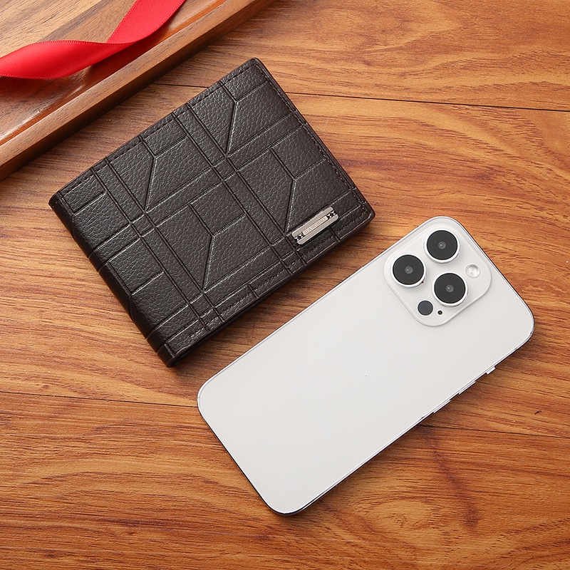 CYS Dompet Lipat Pria Import Dompet Lipat Pria Fashion Korea Kasual Motif Polos Dompet Cowok Wallet PU Terkini D91