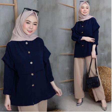 HipNop Korina Baju Blouse Atasan Wanita Lengan Panjang Kasual