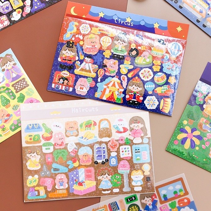 

Isi 2 Lembar Glitter Sticker Daily Life of a Girl Sticker Anak Cute