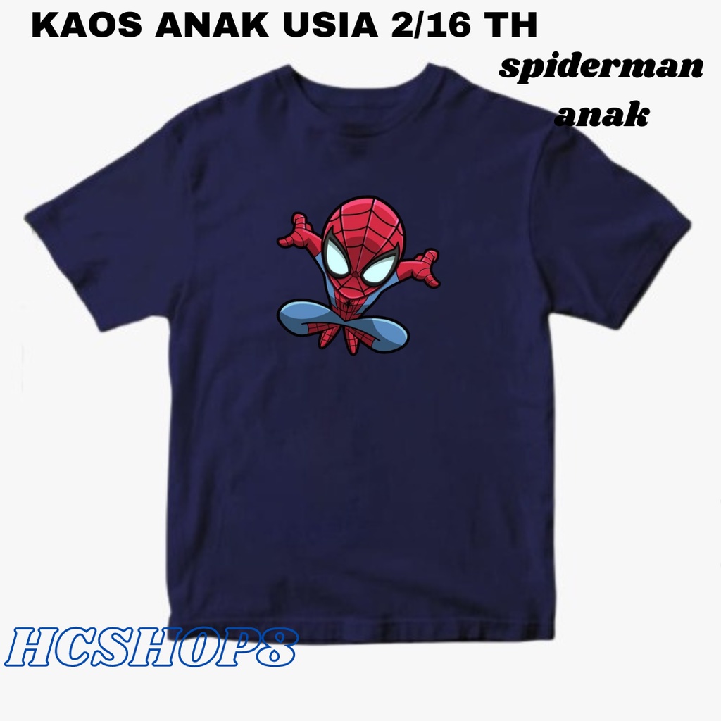 Kaos Anak Laki Laki Baju Anak Perempuan Logo Spiderman Warna Usia 2-16 Tahun Unisex