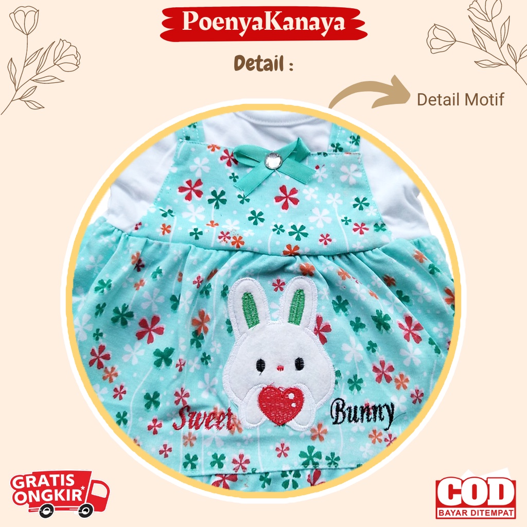 Dress Pendek Bayi Bunga Sweet Bunny Rifky 0-6 Bulan DS01