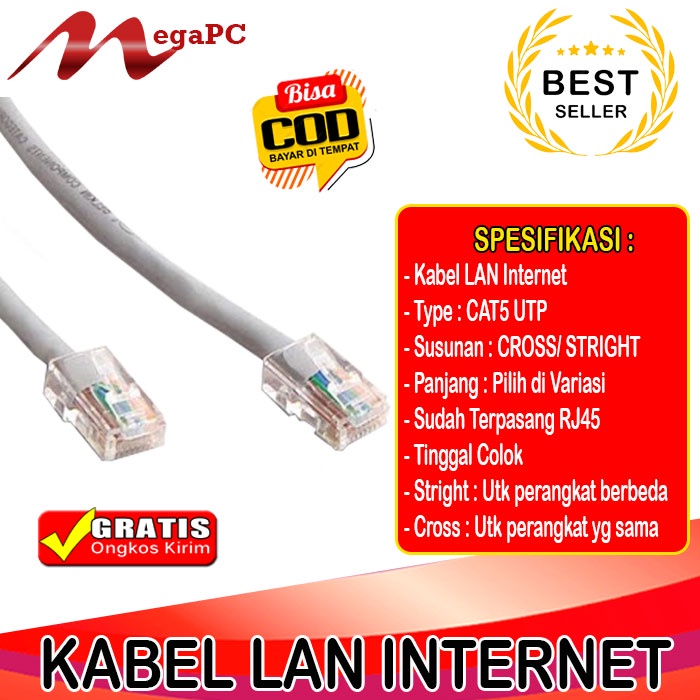 Kabel Internet LAN 10 meter Sampai 50 Meter Siap Pakai