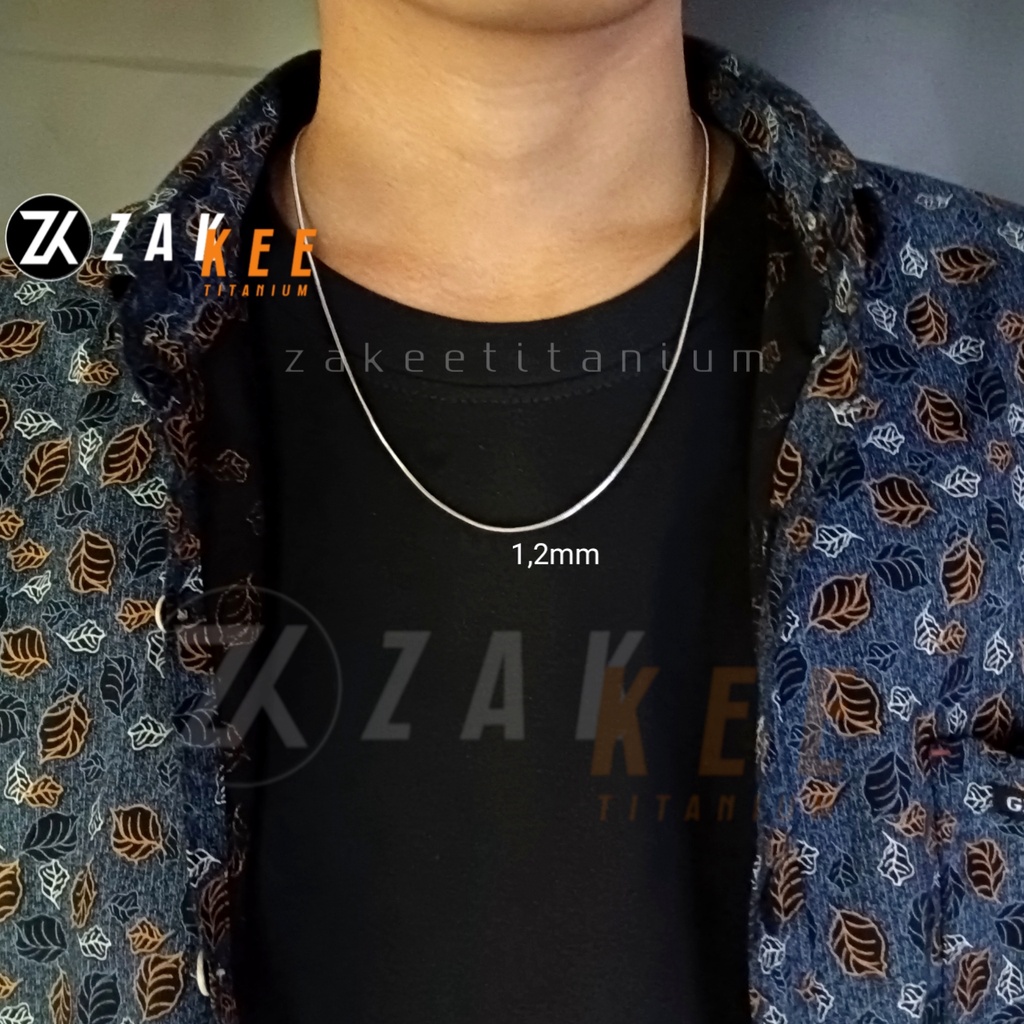Kalung Pria Wanita Titanium Anti Karat Silver Perak Emas Putih Cowok Cewek Keren Laki-laki Remaja Panjang 45cm 50cm 60cm