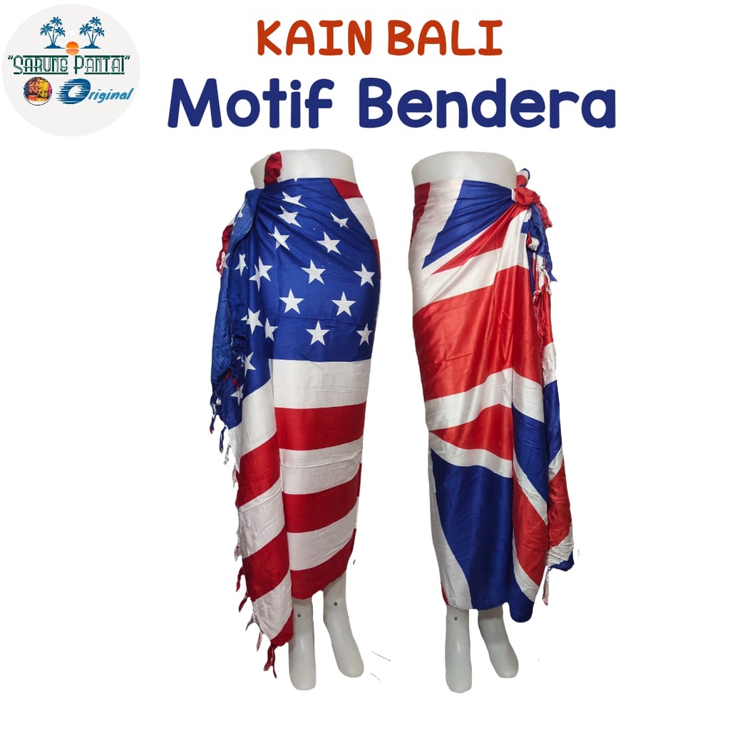 Kain Pantai Kain Bali Motif Bendera SEMBILAN MODE ukuran 120 x 165 cm