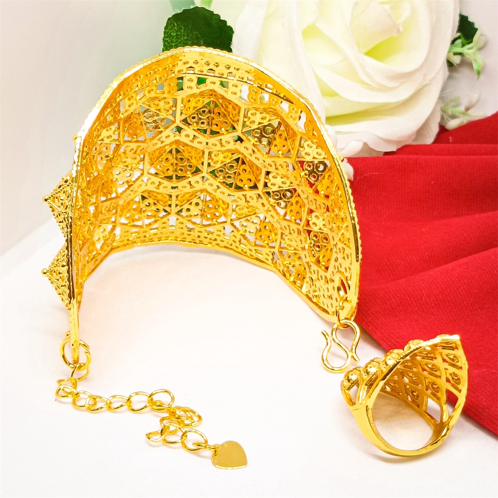 Gelang kendari Gelang Tangan Xuping Terbaru Dubai Perhiasan lapis Emas 24k Wanita Motif Bangle