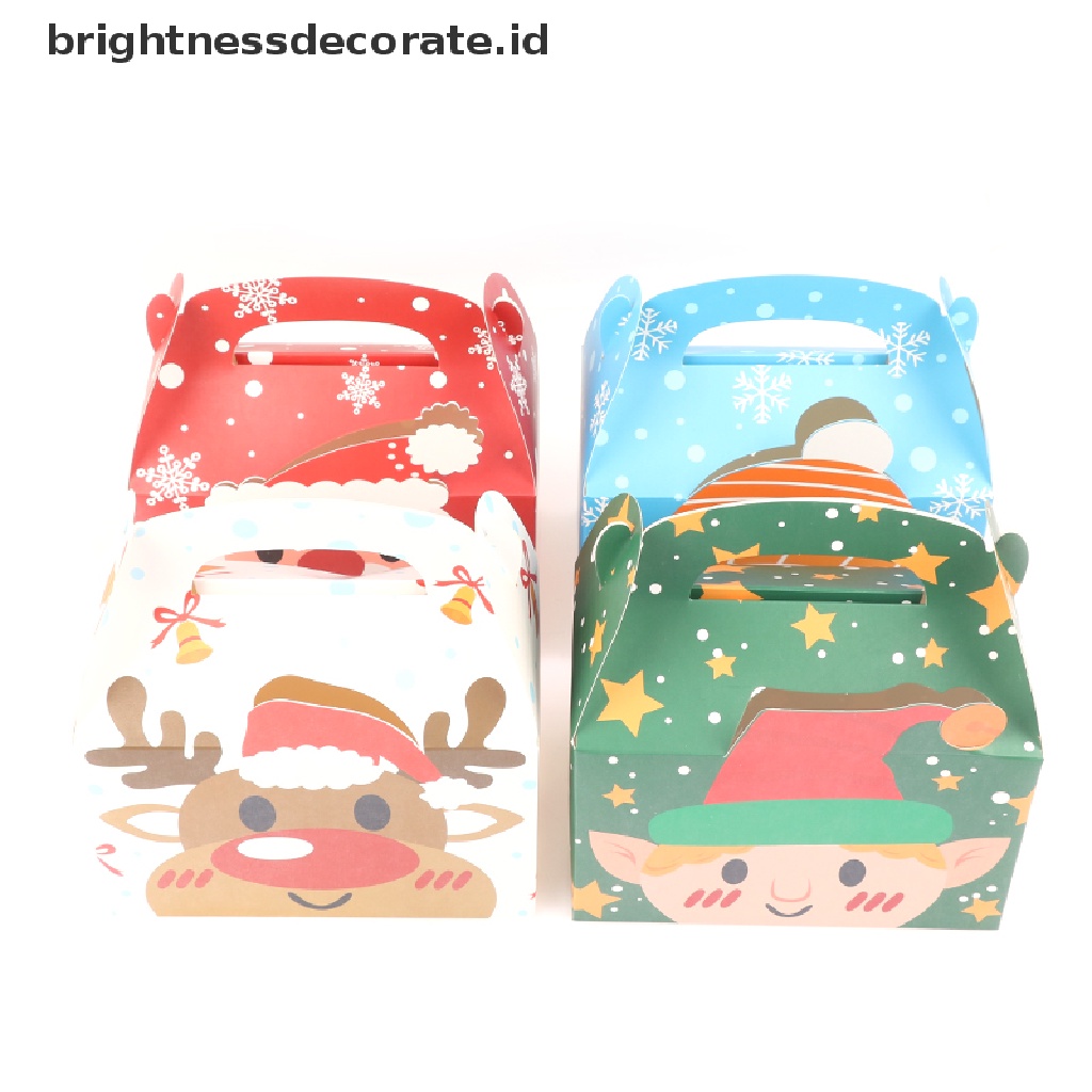 [Birth] 5pcs Christmas Kraft Paper Gift Box Kotak Kemasan Permen Kue Kering Santa Claus [ID]