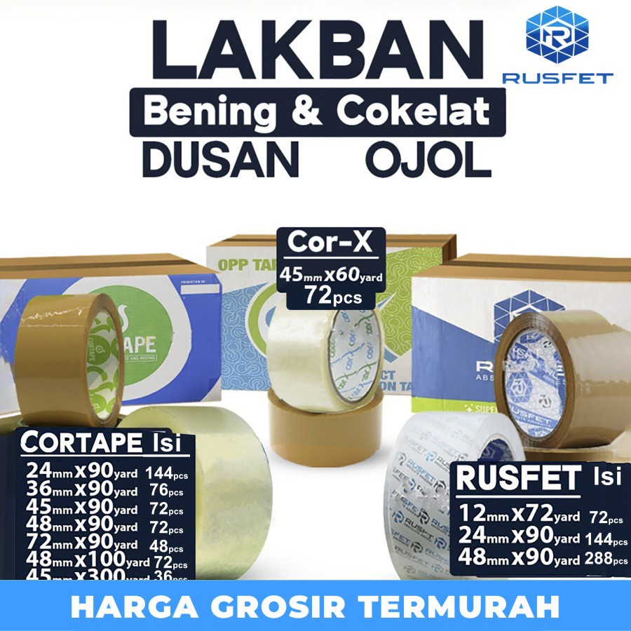 

Lakban Cokelat Solatip Bening Isolasi Tape Plakban OPP Tape Dus Ojol