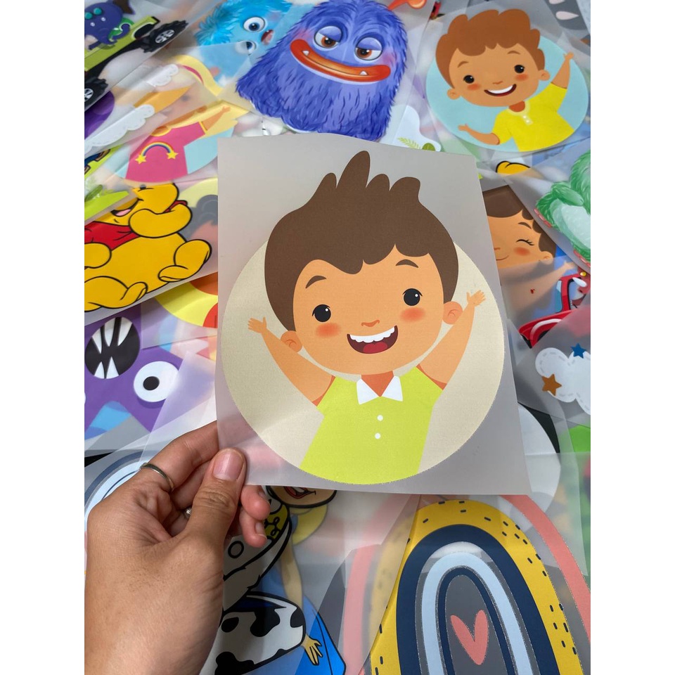 SABLON SETRIKA SABLON DTF PRINTING TEMA KARTUN KARAKTER ANAK LAKI-LAKI