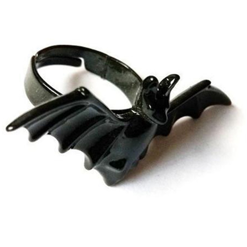 Perhiasan Halloween Eropa Dan Amerika Baru Gelap Gothic Kelelawar Cincin Pembukaan Pria Dan Wanita