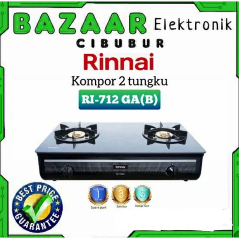 PROMO RINNAI KOMPOR GAS KACA 2 TUNGKU RI-712GAB RI 712 GAB RI712GAB