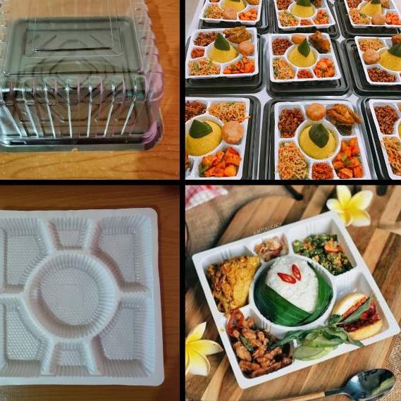 Depan Mika Tumpeng Kotak CT20 + Sekat 7/Box Tumini/Box Kue Tart/Tumini (isi 10pcs)