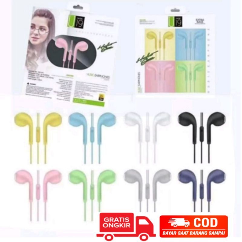 Headset / Handsfree U19 Macaron Hifi Extra Bass Matte full Colour For Earphone