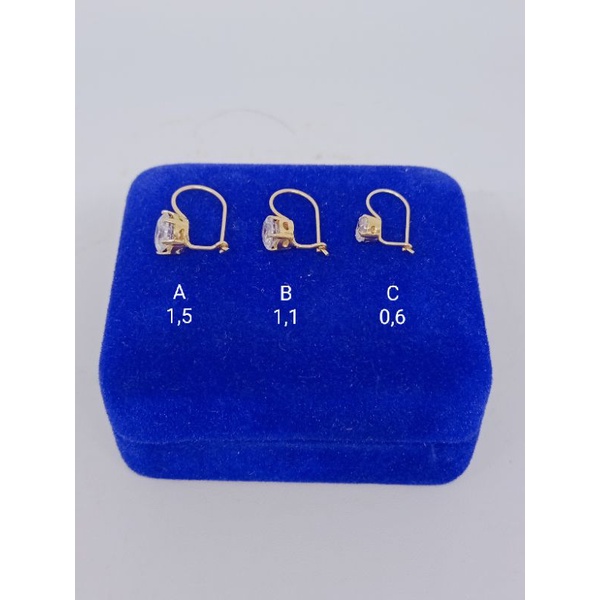 anting kait desi solitaire S925 / anting kait perak asli silver 925 lapis emas/ anting fashion wanita terbaru