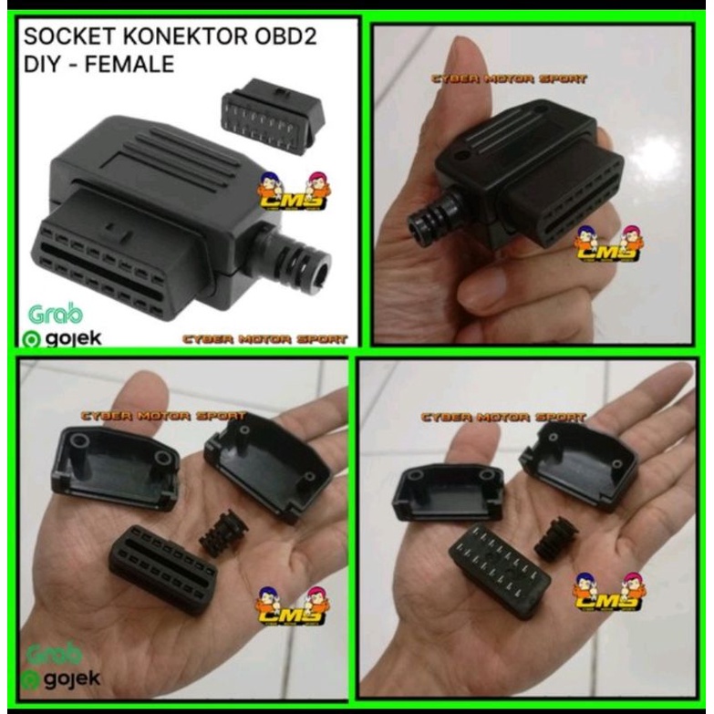 socket connector obd2 DIY Female . soket cewek scanner konektor obd2 untuk custom sendiri . conektor