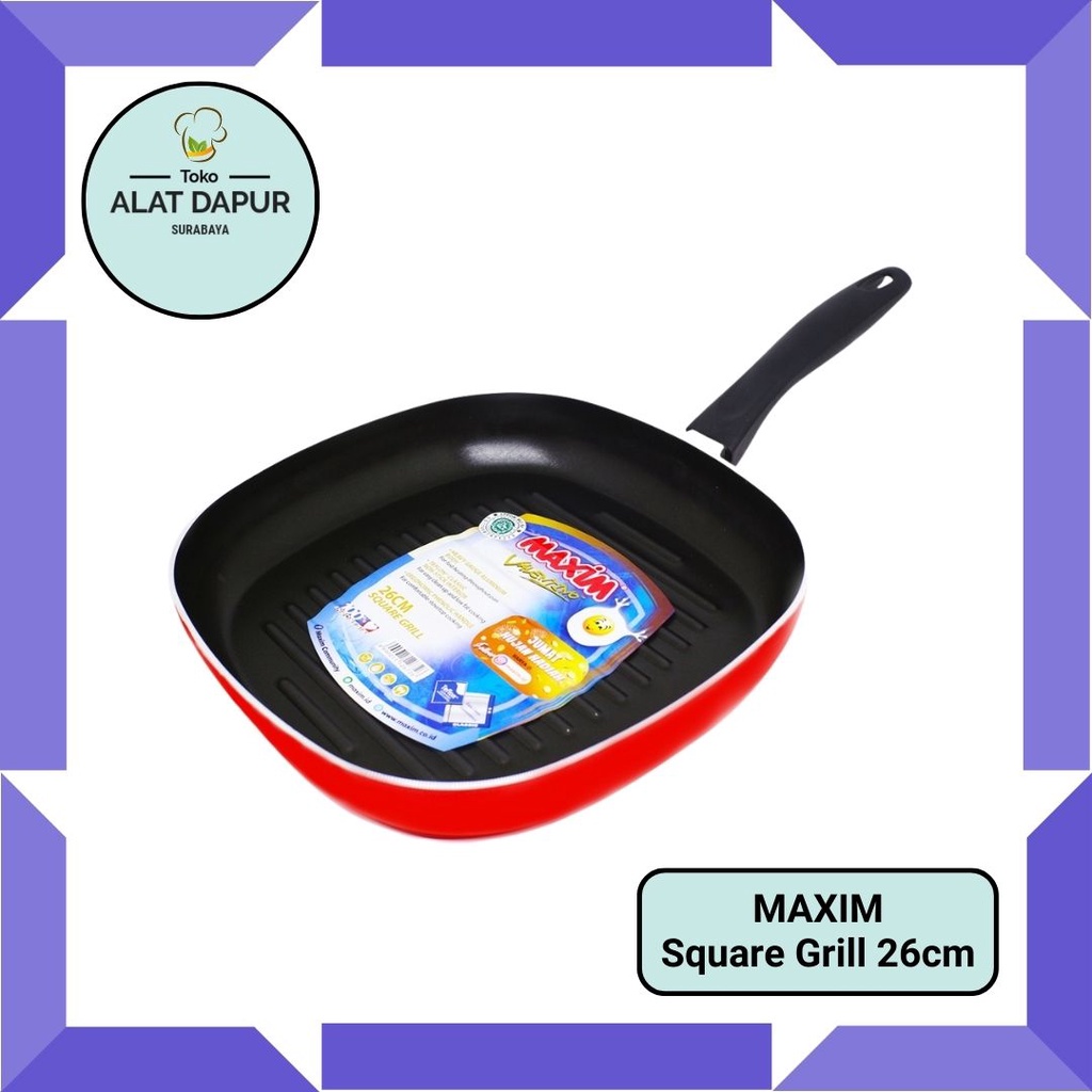 Maxim valentino 26cm Square Grill/ wajan panggangan teflon