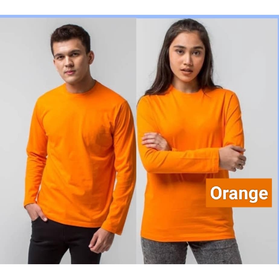 Kaos polos lengan panjang soft katun combed 30s warna Orange - kaos polos premium Orange lengan panj