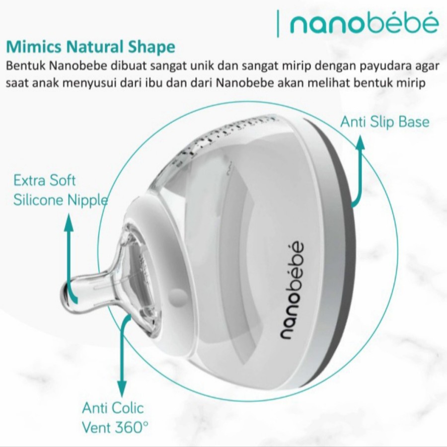 Nanobebe 150ml Twin Pack Gray –Nano bebe 150ml Botol Susu Bayi - 250ml / 250 ml