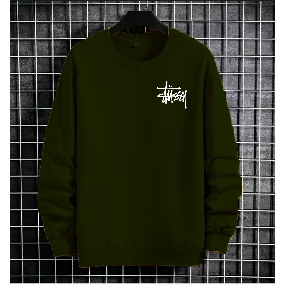 Sweatshirt Basic STUSY II Sweater Crewneck Print DTF II Size M - XL Anak &amp; Dewasa ( Pria &amp; Wanita )