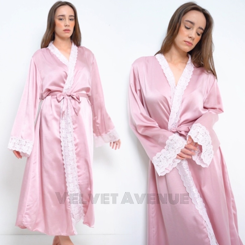 Kimono Silk Royal Satin Kimono Rias Bride Hijab Panjang Premium Lace Aria Bridesmaid Muslim