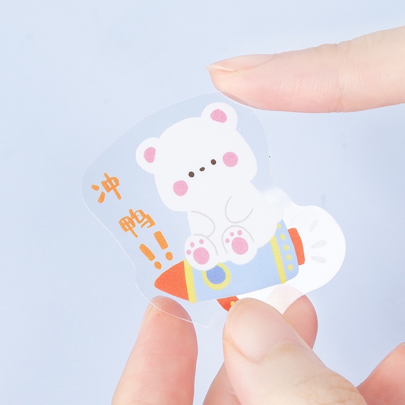 Stiker PET Import Super Imut Teddy Bear Cake Sticker