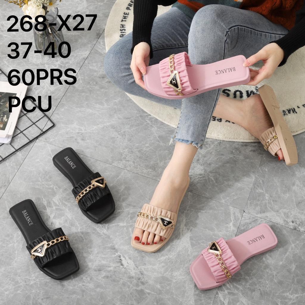 Sandal Selop Wanita Karet Import BALANCE Motif Rantai / 268-X27