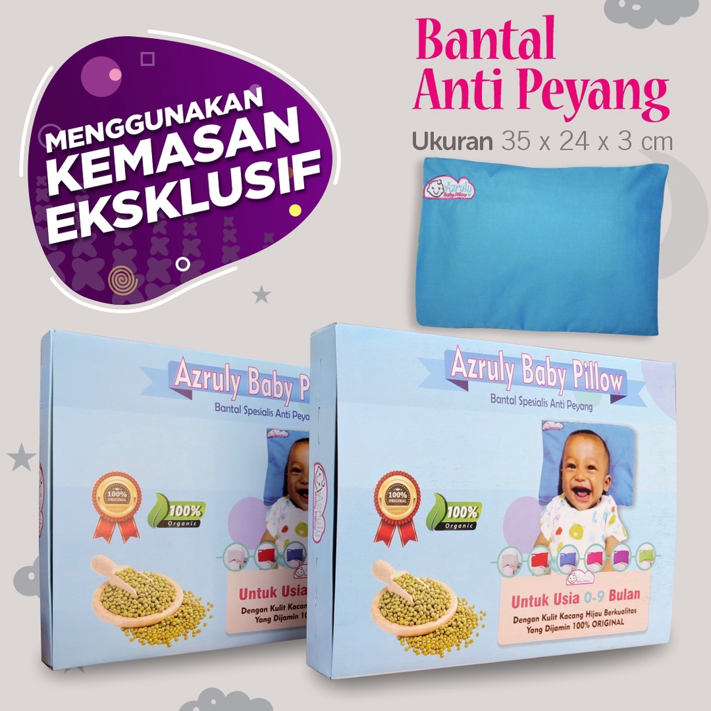 Azruly Baby Pillow + Dream Lamp Karakter - Bantal Kesehatan Bayi Anti Peyang | 2 PCS