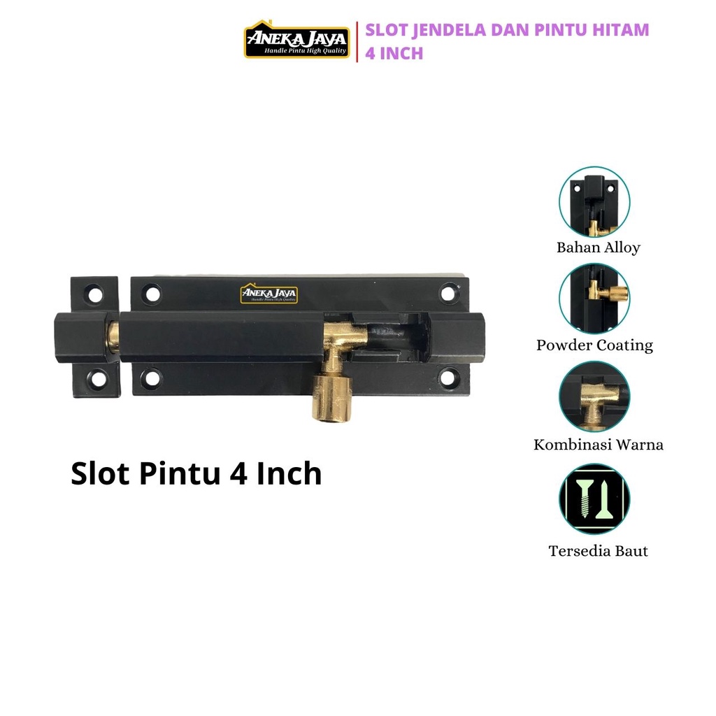 Grendel Slot Pintu Jendela 4 Inch l 10,5 cm l Selot alumunium aloy awet kuat dan tahan lama