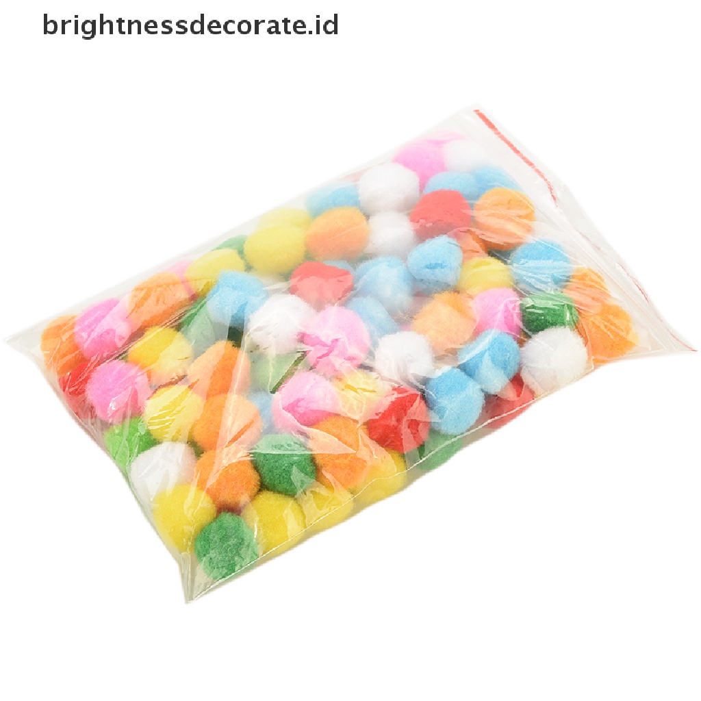 [Birth] 100pcs Pom Pom Berbulu Lembut Warna Campur Untuk Kerajinan Tangan Anak 20mm 30mm 40mm [ID]