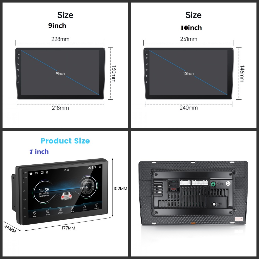 【GEARELEC】 GEARELEC 7/9/10 Inch Android 11 Mobil Stereo Radio 1GB RAM 16GB ROM / 2GB RAM 32GB ROM Bluetooth WiFi GPS Youtube Navigasi Head Unit dengan 2.5D IPS Screen 25 Pilihan Tema