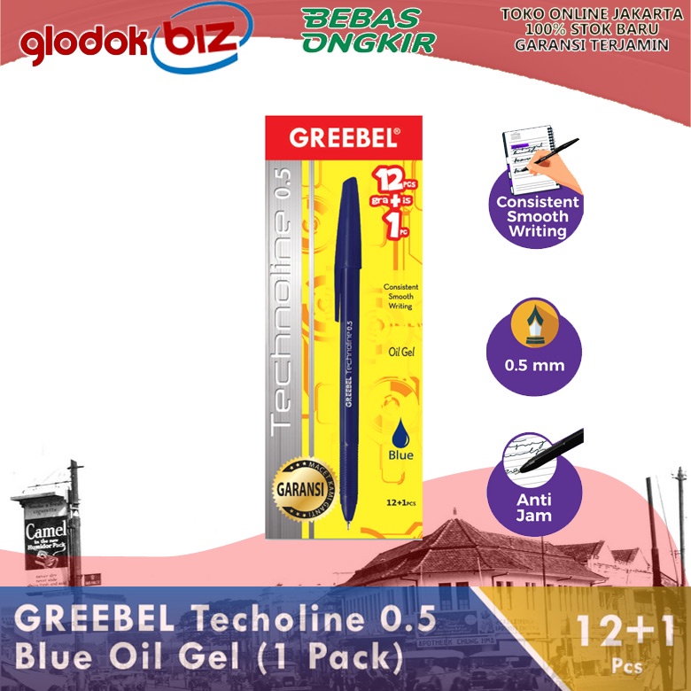 

Pulpen GREEBEL Technoline 0.5mm BLUE 1 Pack isi 12+1