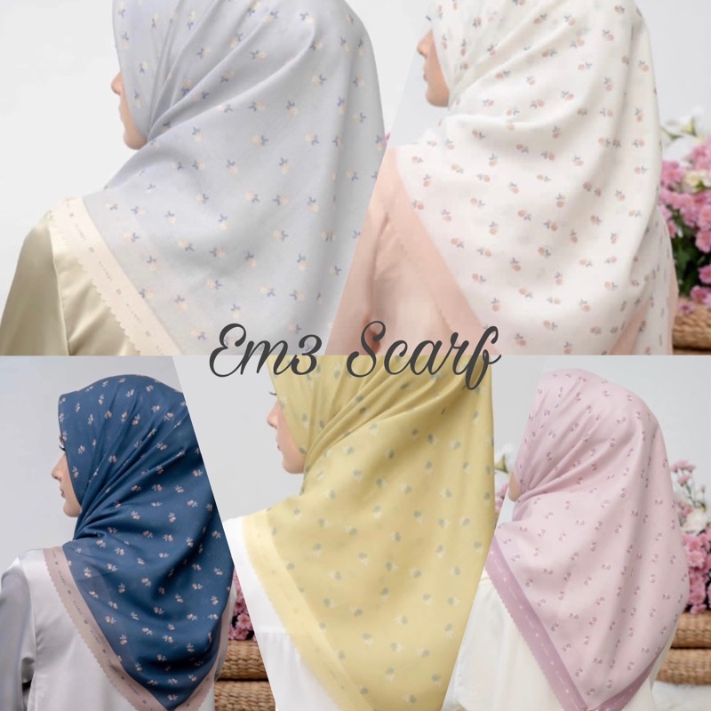 Em3 Scarf | Klamb series | GROSIR HIJAB SEGIEMPAT VOAL MOTIF LASERCUT TERBARU