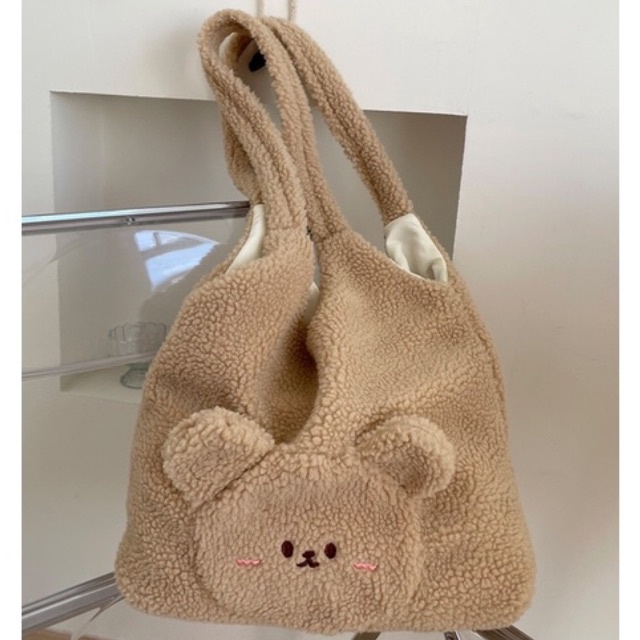 Tote Bag Tas Bahu Wanita Tas Selempang Motif Bear Tebal Tas Fashion Korea