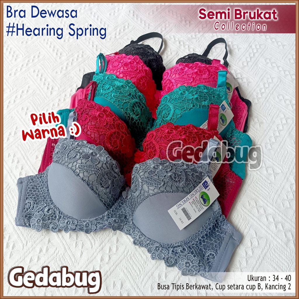 Bra Hearing Spring | Bh dewasa Semi Renda busa berkawat Cup setara Cup B Kait 2 | Gedabug