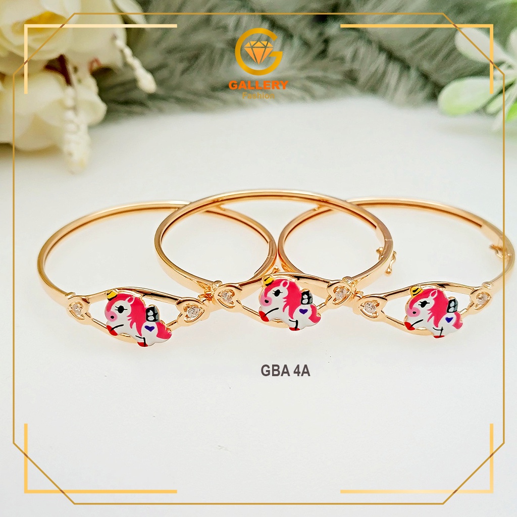GELANG BANGKOK ANAK EMAS ASLI KADAR 300/6KARAT DAN 375/8KARAT KODE GBA 4A MODEL UNICORN