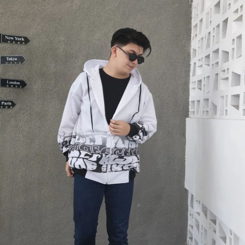 Zipper white print