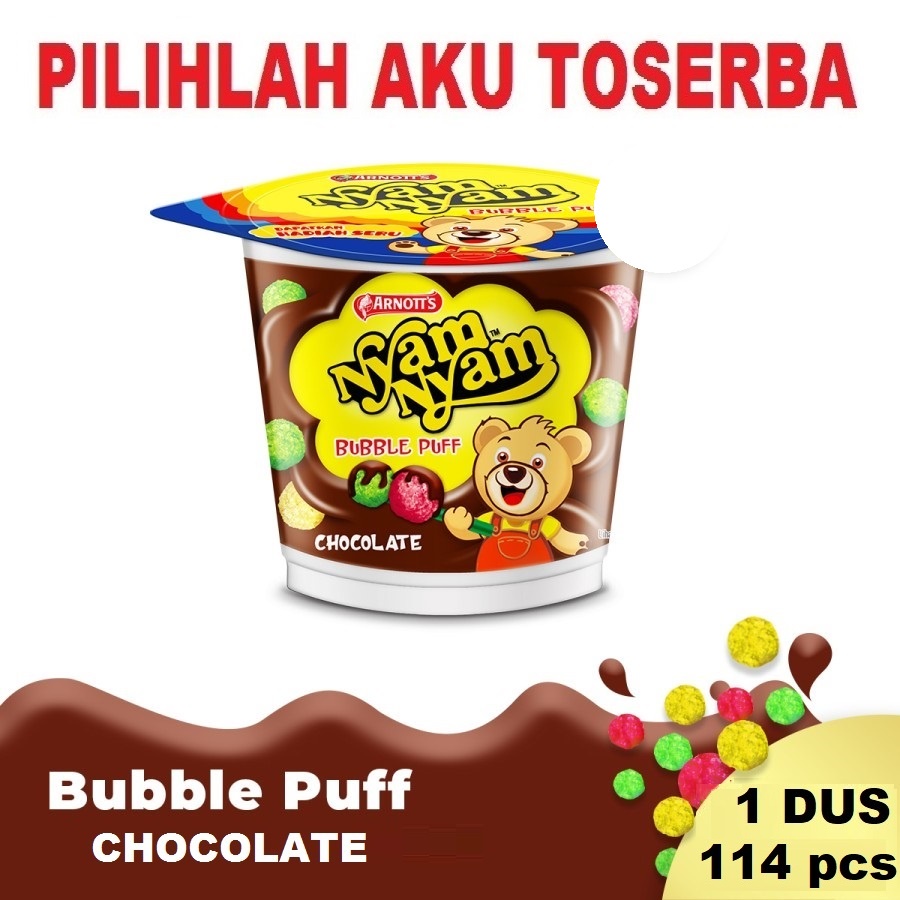 Arnott's Nyam Nyam Bubble Puff CHOCOLATE 18 gram - ( HARGA 1 DUS )