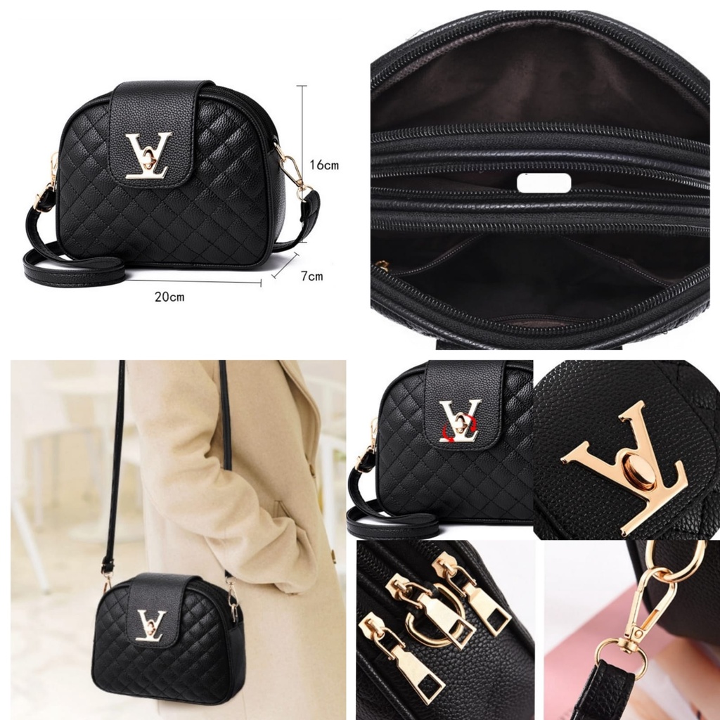 TAS SELEMPANG WANITA KOREA KULIT HITAM PANARTA TA732B5 IMPORT SLING BAG REMAJA KEKINIAN BRANDED BATAM PREMIUM SIMPLE LUCU FASHION CEWEK MURAH