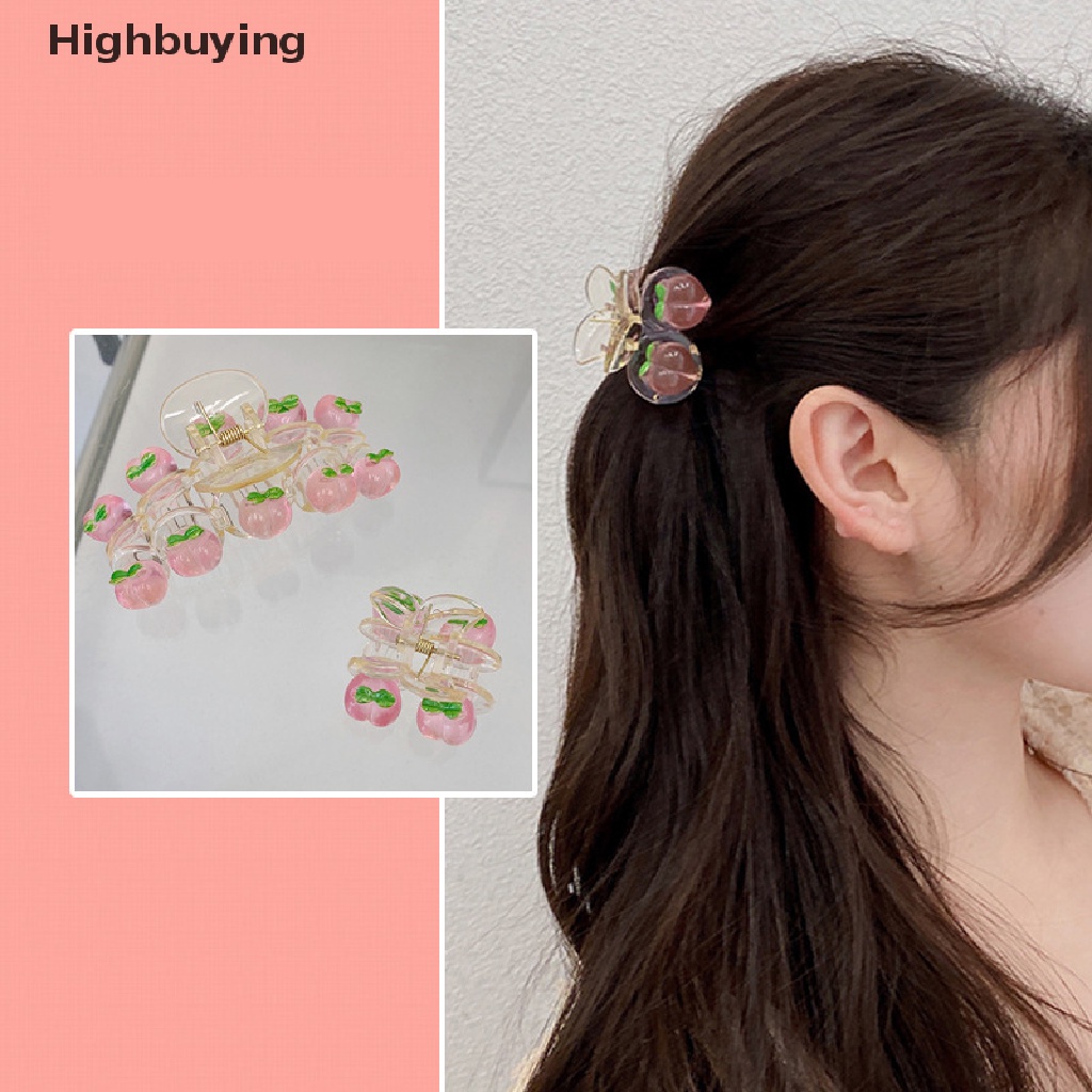 Hbid Sweet Peach Hair Claw Acrylic Jepit Rambut Bando Jepit Rambut Hair Crab Ponytail Clip Glory