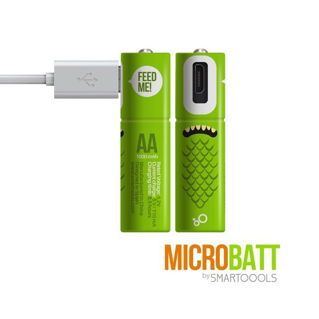 Battery Cas AA MICROBATT Micro USB 1000mAh 2PCS Baterai