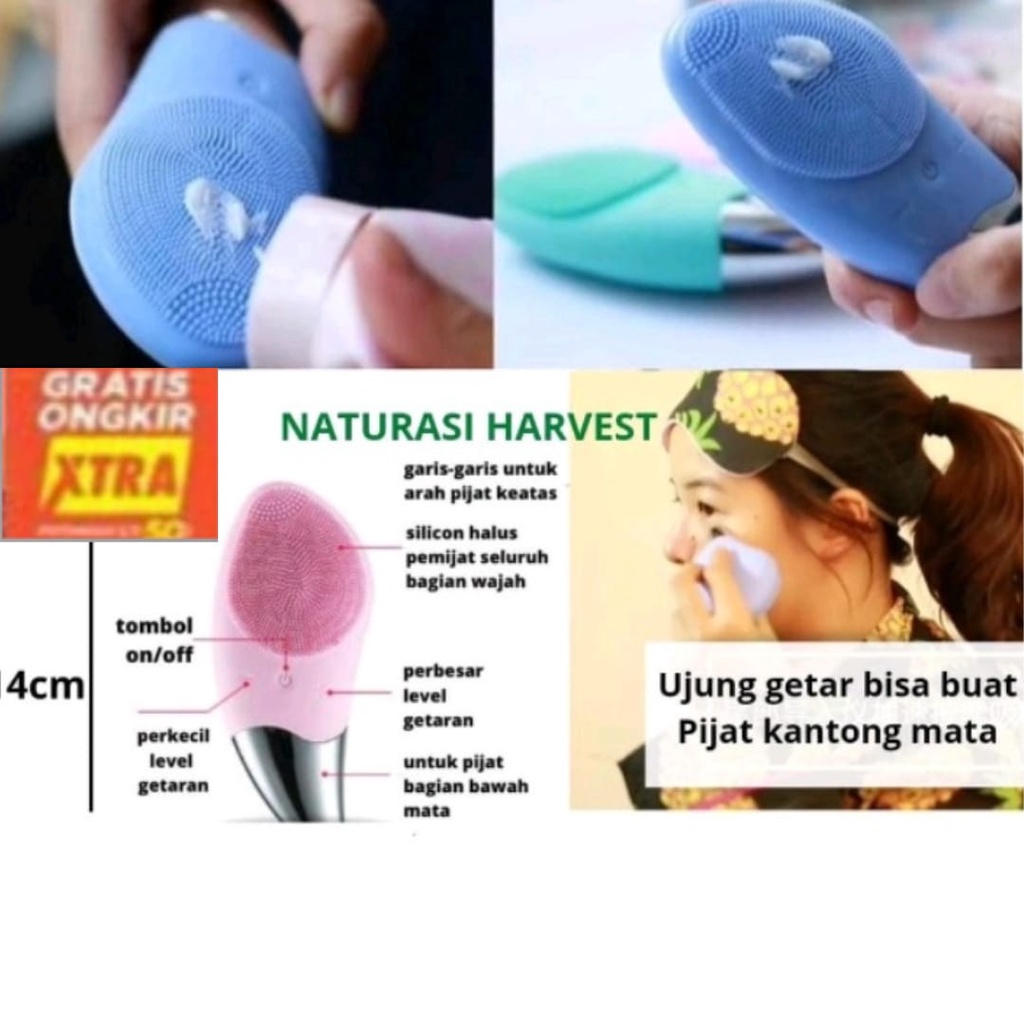 Beauty smart sonic facial brush cleanser 2in1 getar vibrate