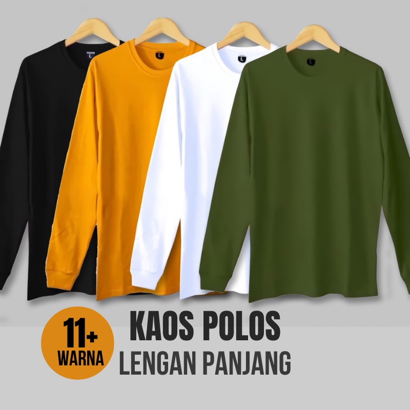 KAOS POLOS PREMIUM COTTON LENGAN PANJANG - KAOS POLOS LENGAN PANJANG PRIA WANITA