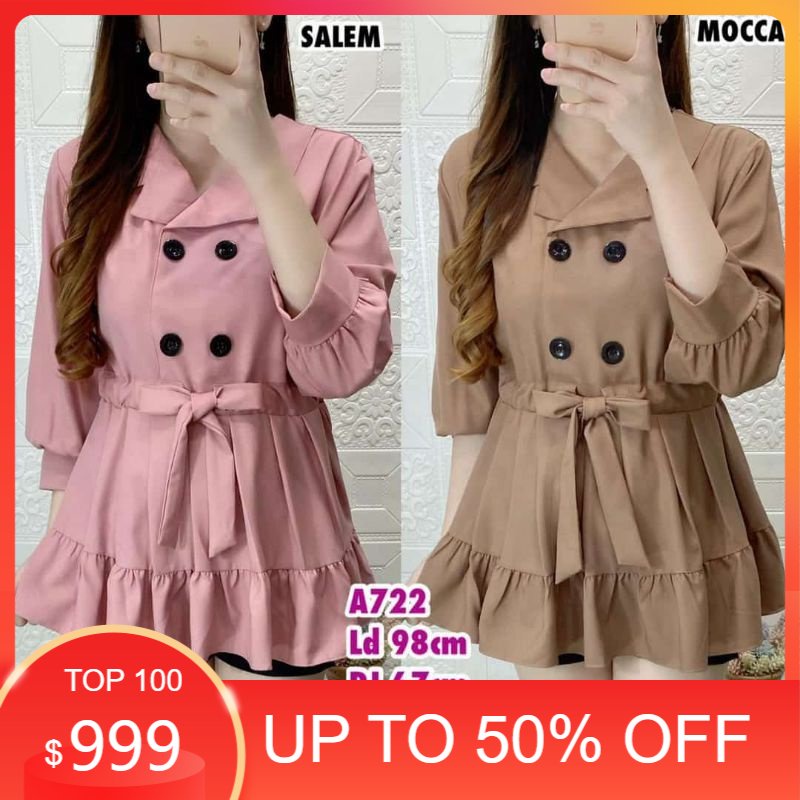 Blouse Atasan Kemeja Wanita Casual Murah Baju Polos Korean Style Basic fashion Muslim Hijabers 0100