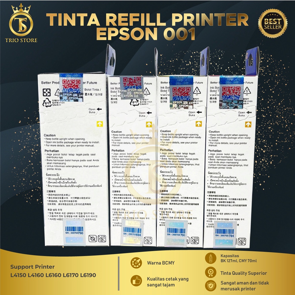 Tinta Epson 001 For Printer L4150 L4160 L6160 L6190